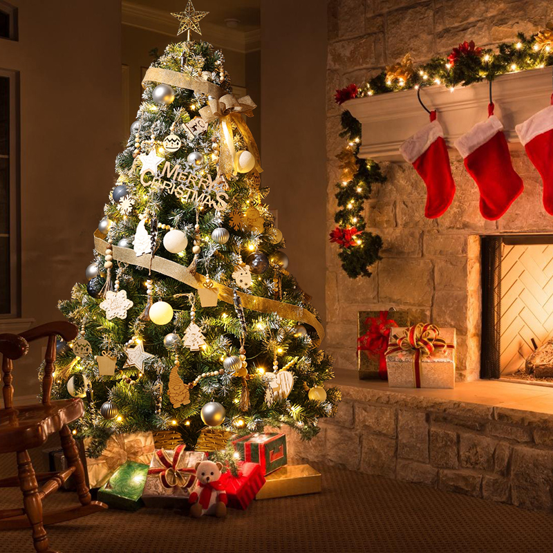 耶诞节加密喷白落雪耶诞树2023新款家用套餐diy高级感摆件装饰品