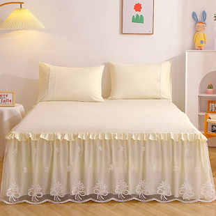 公主风床裙式 纯色韩版 床罩蕾丝花边防滑席梦思保护套床围裙防尘罩