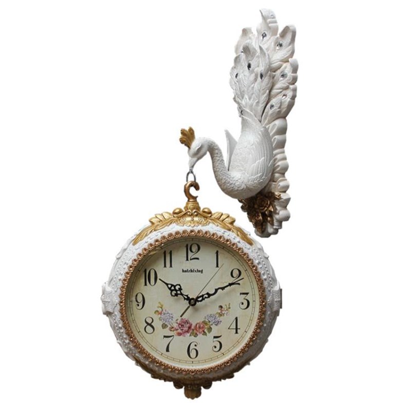 装饰钟欧式时尚静音双面挂钟客厅大号钻I石钟表现代创意简约石英