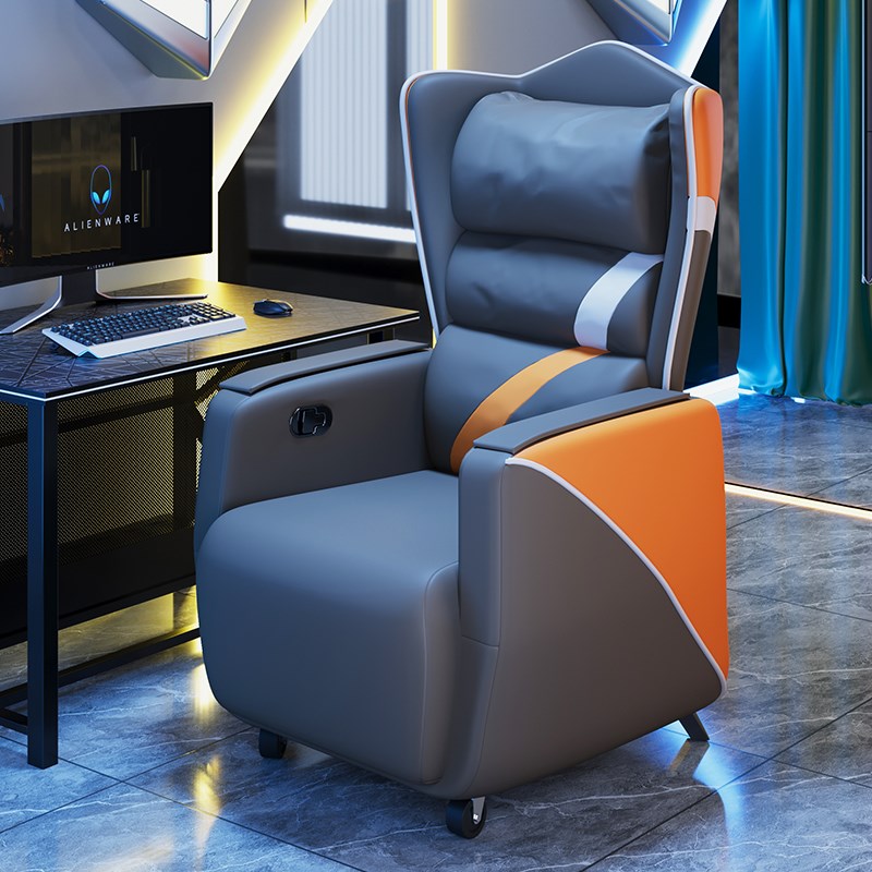 新款电竞网吧沙发椅网咖游戏厅单人一体式办公桌椅可躺懒人电脑椅