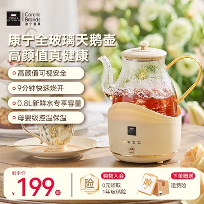 康宁全玻璃烧水壶恒温壶一人迷你煮花茶2025新款办公室小型养生壶
