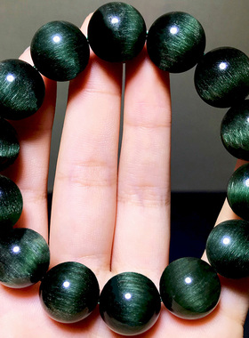 精品天然绿发晶手链男女士满发顺发猫眼幽灵水晶手串猫眼石板钛晶