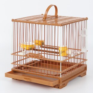 绣眼鸟笼子黄腾红靛颏贝子洗澡笼小号方笼塑料洗澡笼新款塑钢鸟笼