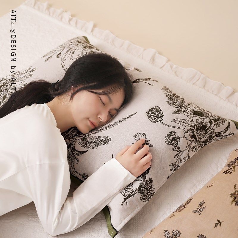 枕巾一对装夏季透气吸汗男士防头油高端成人单人枕头纱布垫巾盖巾