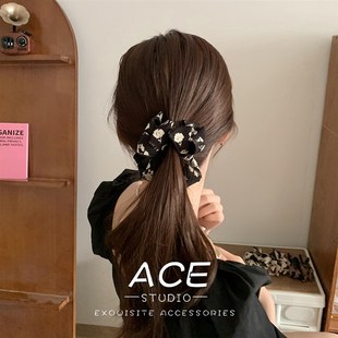 韩国布艺碎花蝴蝶结网红香蕉夹竖夹马尾发夹发量多气质百搭发饰女