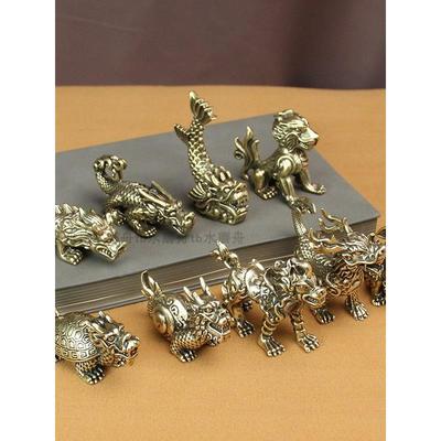 纯铜龙生九子一套黄铜狴犴赑屃螭吻蚣蝮椒图蒲牢狻猊饕餮睚眦摆件