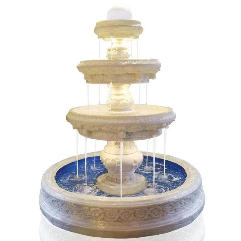 流水喷泉摆件三层户外大型欧式人造石材玻璃钢树脂花园鱼池流水器