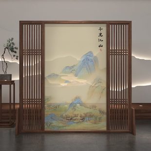 屏风隔断客厅卧室遮挡家用现代简约玄关办公室实木移动座屏 新中式