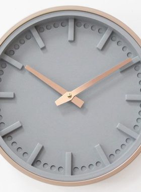 北欧玫瑰金灰色立体刻度数字挂钟客厅静音卧室挂表12寸钟表时钟