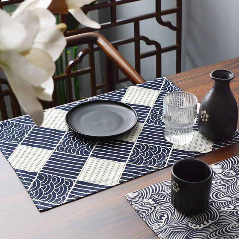 新中式餐垫棉麻餐布垫日式u布艺餐巾和风餐桌隔热垫花瓶托盘垫防