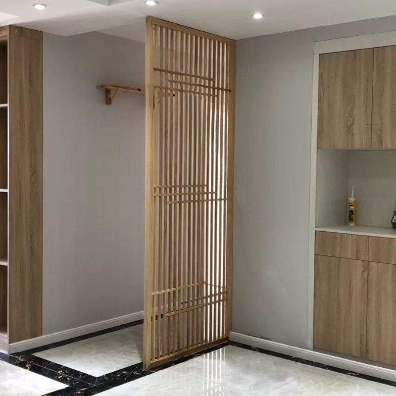 原木日式屏风入户隔n断客厅玄关主卧室简约镂空实木格栅新中式花