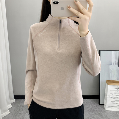 秋冬柔软德绒T恤女长袖立领