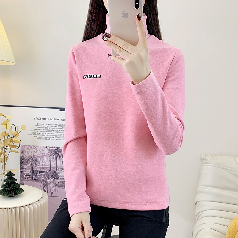 高领德绒打底衫女卫衣秋冬季