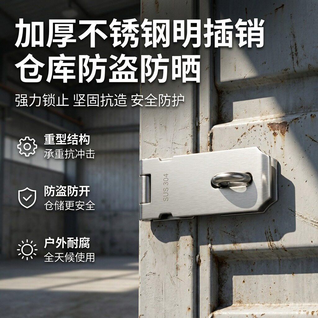 加厚锁扣门锁木门合页老式工地防盗临时挂锁搭扣平开铰链明装插销