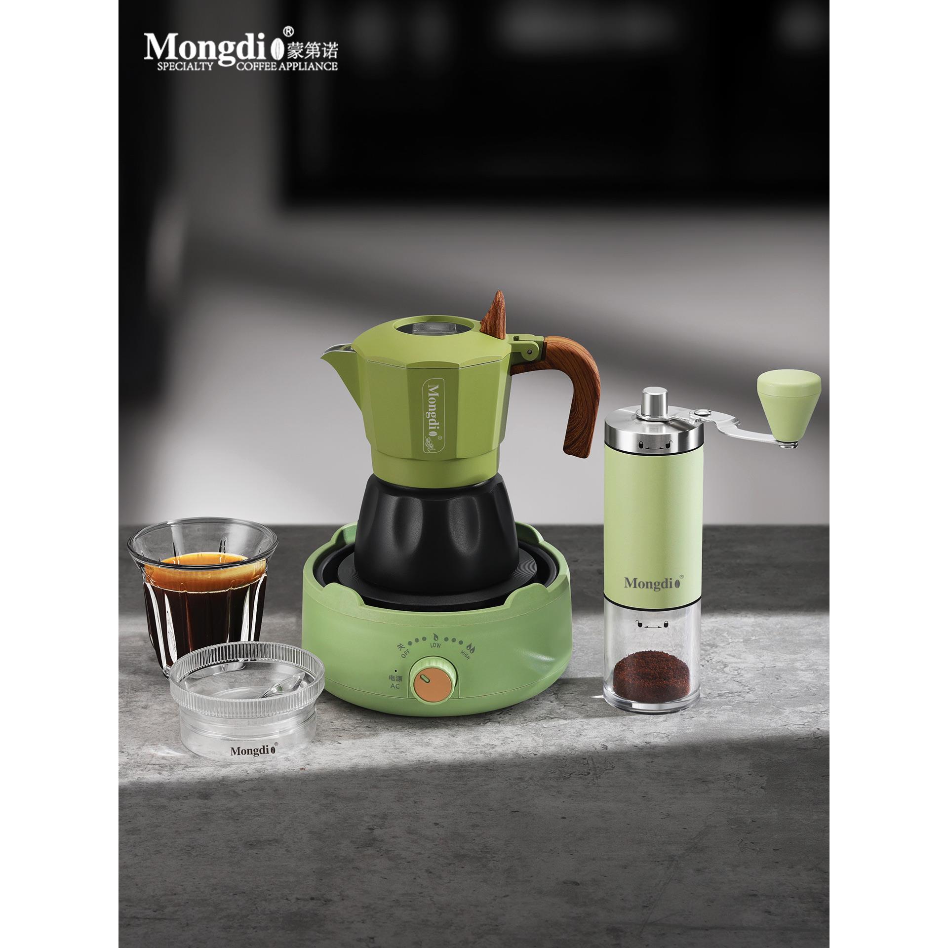 Mongdio摩卡壶双阀摩卡咖啡壶套装家用小型意式浓缩煮咖啡机器具