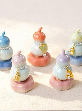 景德镇制结晶釉陶瓷转转乐小葫芦手工汽车小摆件陶瓷网红摆件茶宠