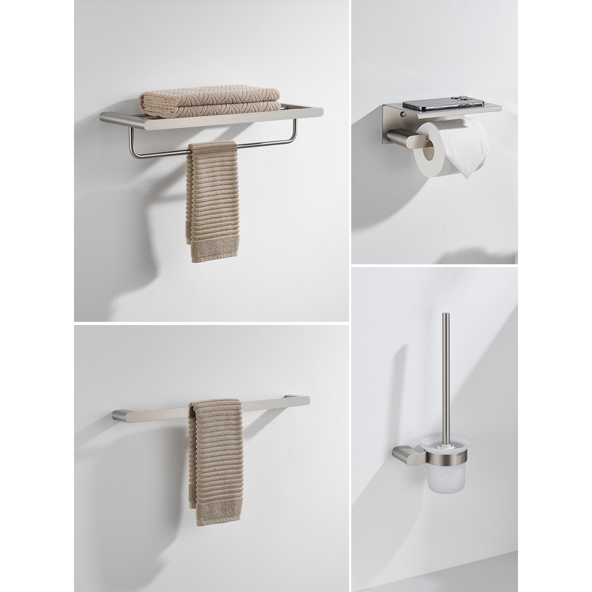 拉丝镍304不锈钢浴巾架毛巾架马桶刷 卫生间置物架浴室五金挂件