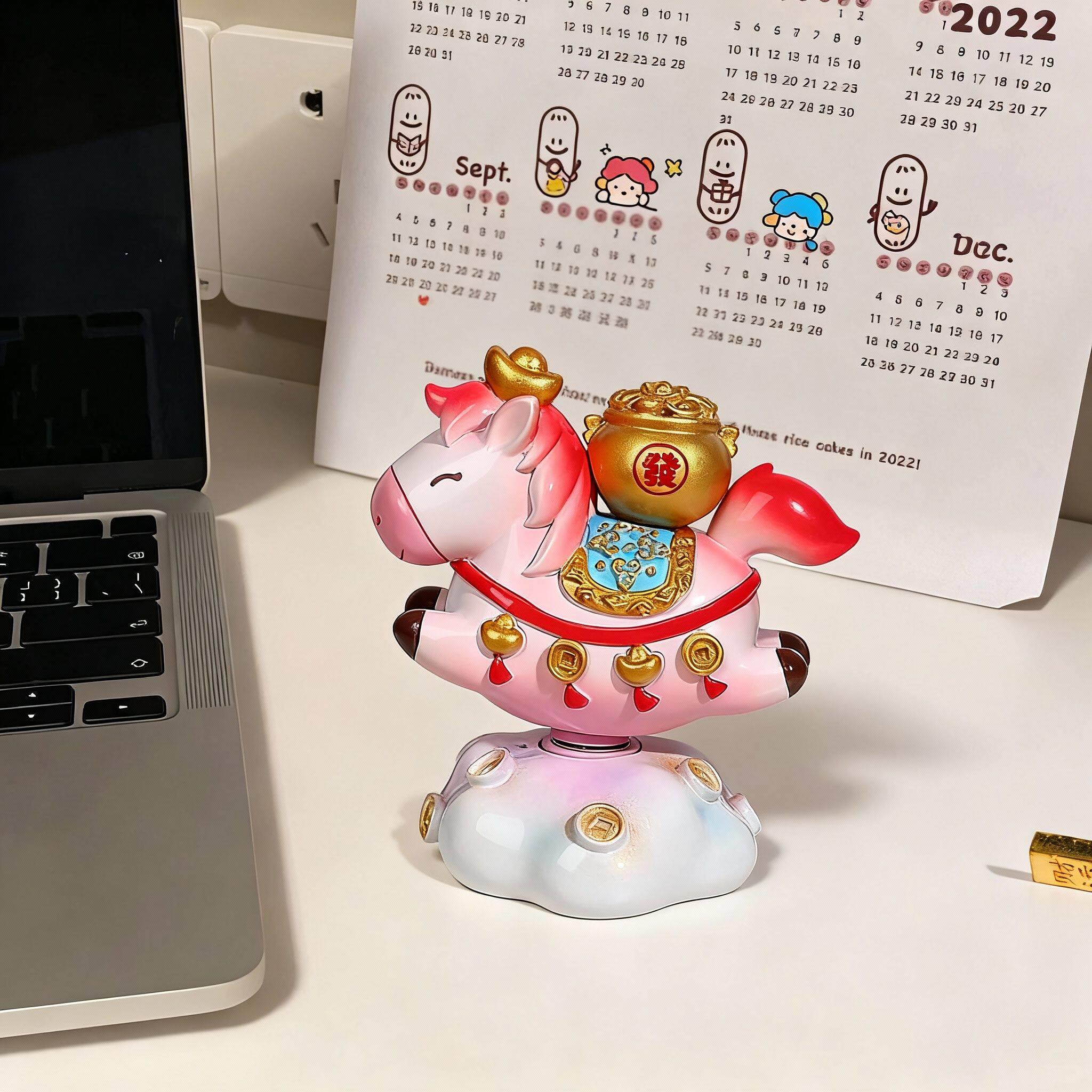 新年小马摆件马上有钱玄关客厅摆件年味过年氛围布置装饰场景2026