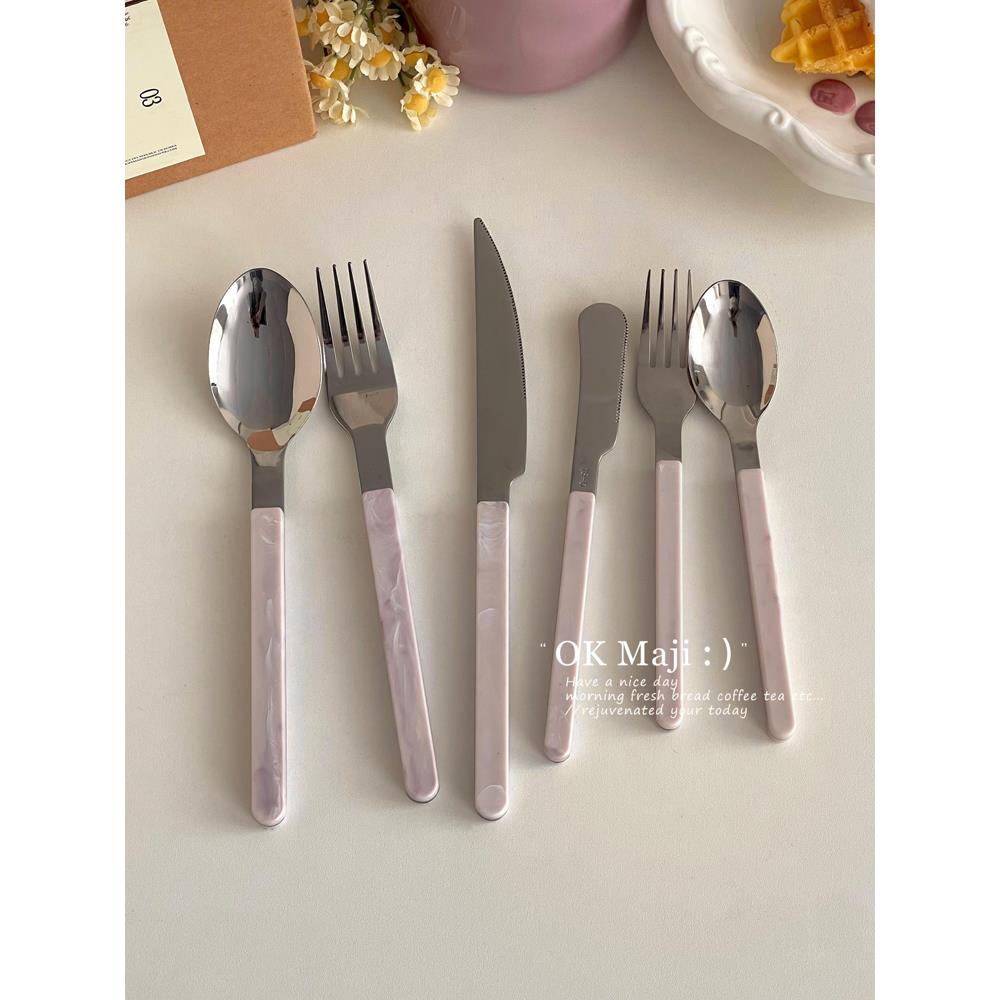 高颜值不锈钢刀叉套装西餐ins餐具精致勺子牛排专用三件套刀叉勺