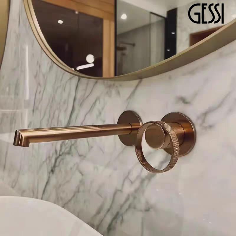 意大利捷仕GESSI入墙欧式面盆龙头玫瑰金戒指艺术暗装冷热水龙头