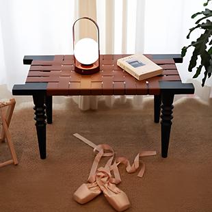 中古家用实木长条凳北欧卧室马鞍皮编织床尾凳复古客厅玄关换鞋凳