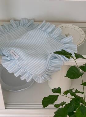 henceforth 自制天蓝条纹花边餐垫桌面装饰创意餐巾温柔小众ins风