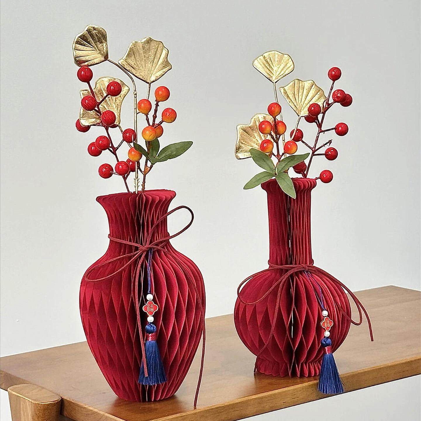 2026马年折纸蜂窝花瓶摆件客厅玄关桌面新年装饰过年喜庆氛围布置,家居饰品,装饰摆件,淘宝优惠券,粉丝福利购,淘宝优惠卷