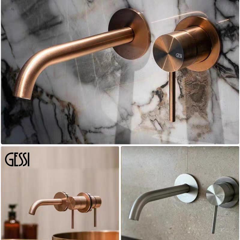 意大利GESSI暗装预埋水龙头面盆洗脸盆冷热全铜内嵌入墙式水龙头