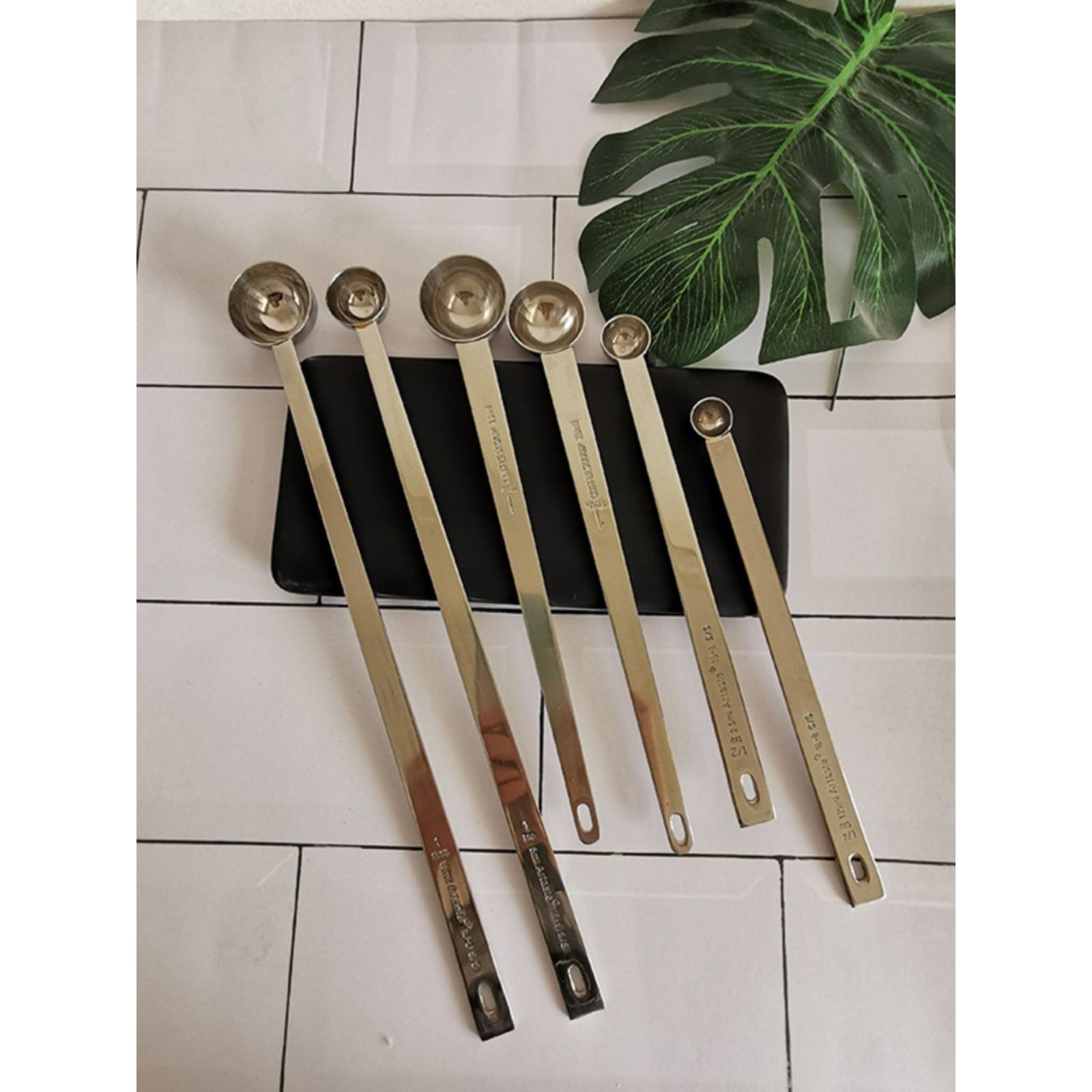 304不锈钢量勺长柄2.5/5/10/15/20/25/30ml调味茶匙果粉勺子10克