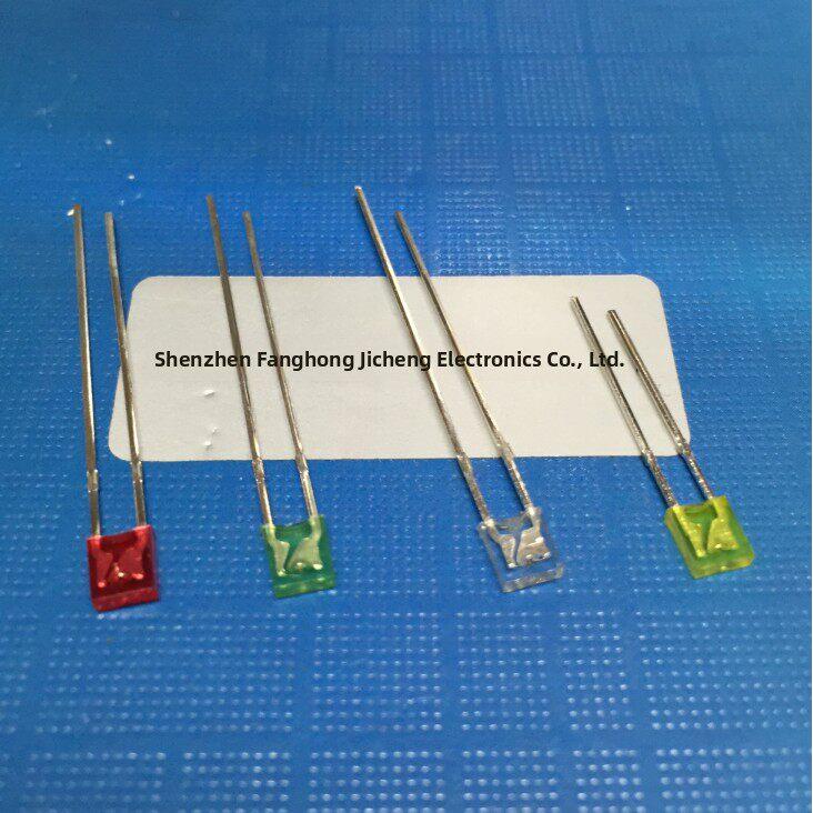 1X3X4mm扁平形小方头顶彩色薄直插LED灯珠发光二极管红黄蓝绿白
