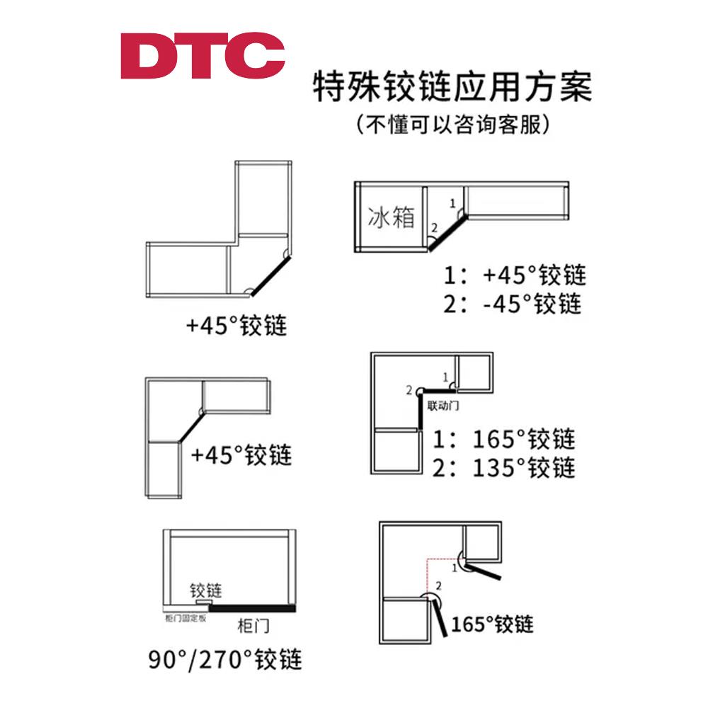 dtc东泰铰链165大角度合页转角柜折页平开门180门铰90度45度135度