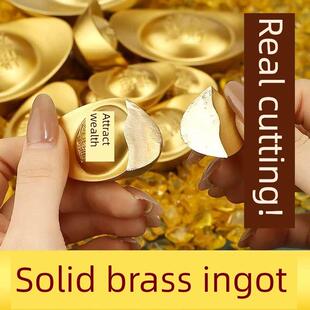 实心黄铜砂金锭饰品道具财神客厅聚宝盆店装饰品开幕乔迁礼物