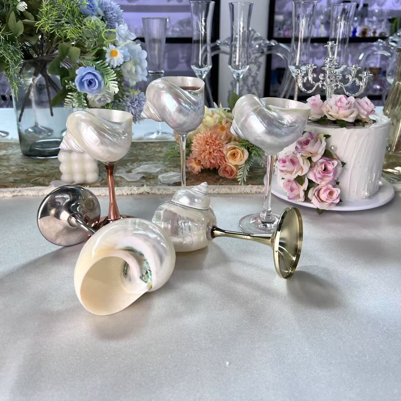 创意礼品海螺杯贝壳杯天然海螺贝壳杯子适合饮用鸡尾酒红酒香槟酒