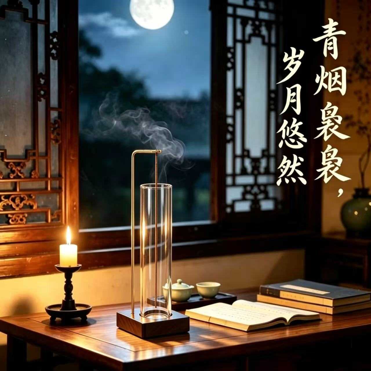 下单立减50木质底座玻璃线香炉