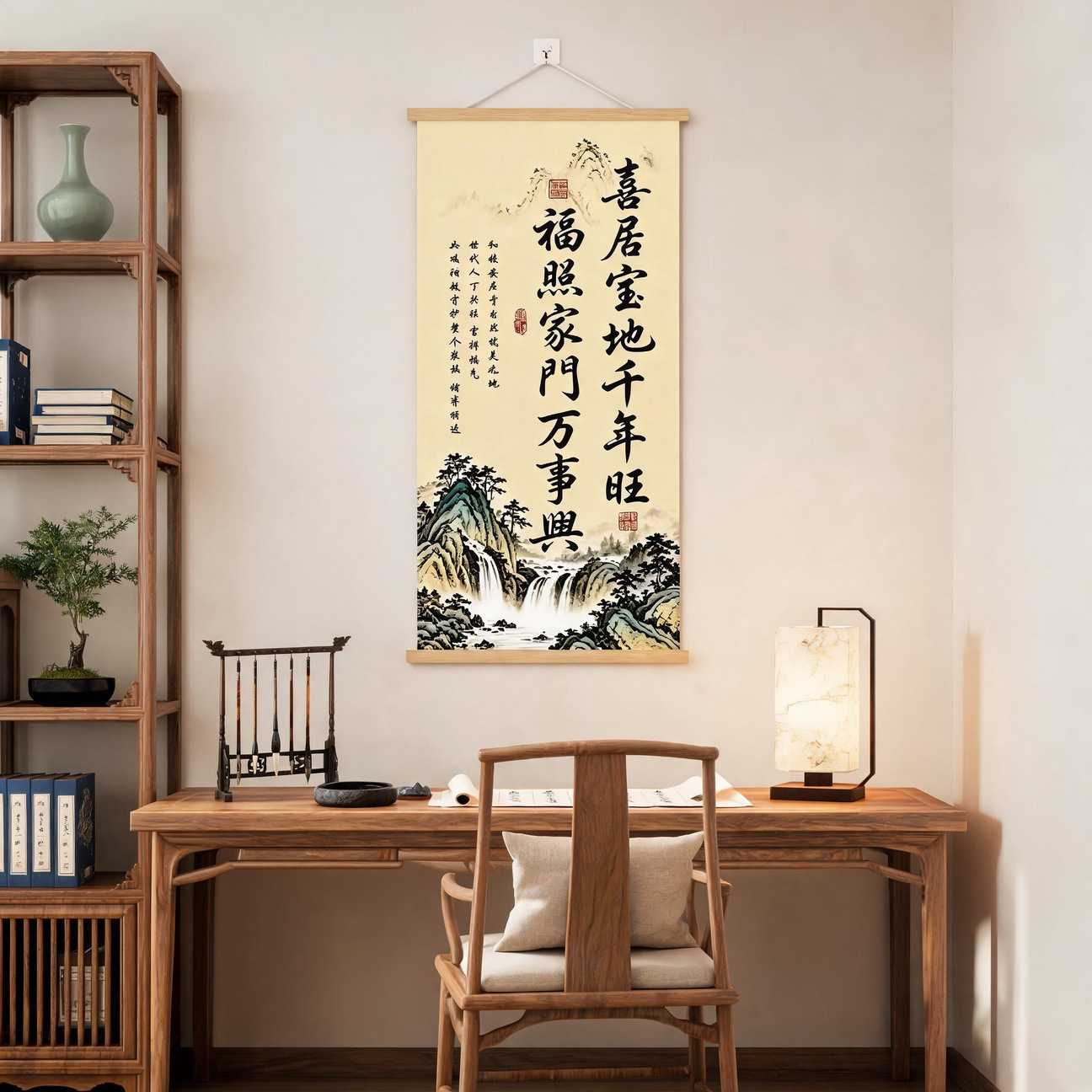 下单立减50新中式书法卷轴挂画旺