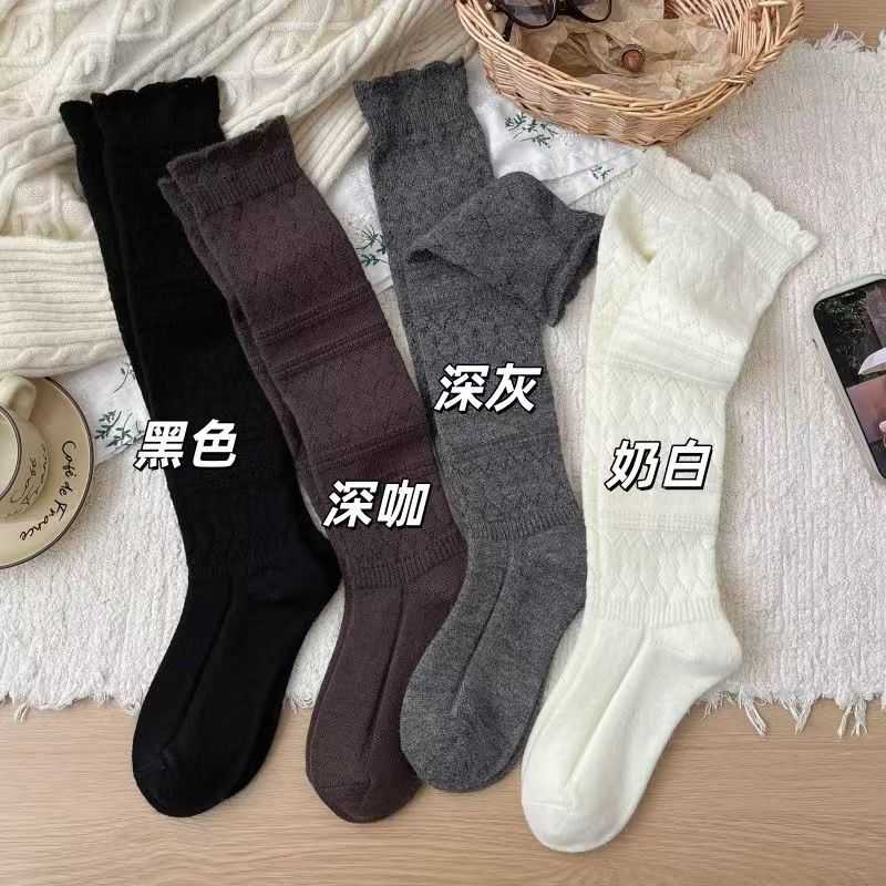 下单立减50秋冬羊毛及膝长筒袜女