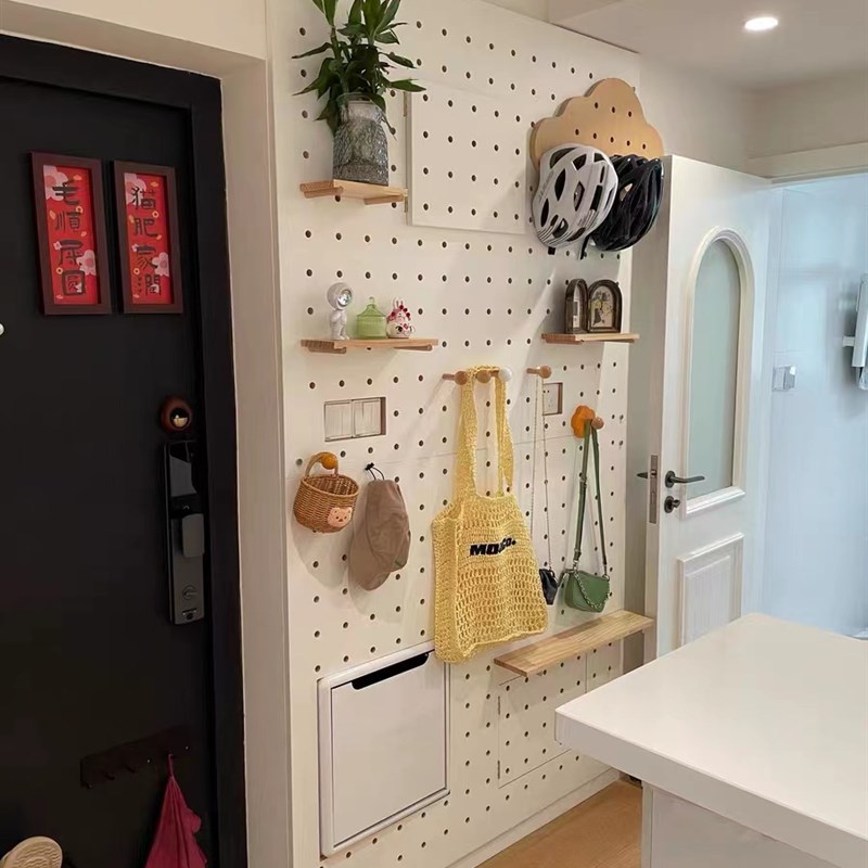 实木洞洞板墙上置物架挂板装饰隔板小摆件收纳架墙面创.意展示书