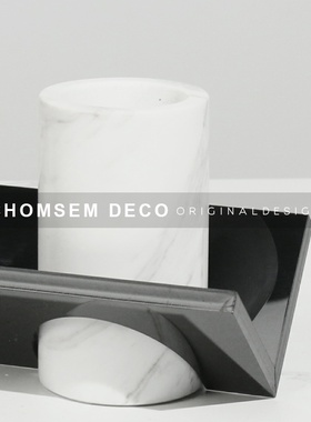 现代简约几何书架笔筒摆件软装z饰品样品房间客厅玄关书房办公摆