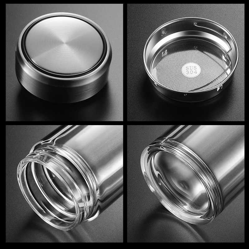 玻璃杯双层加厚i大容量800ml隔热男士水杯男茶杯杯子家用微保温