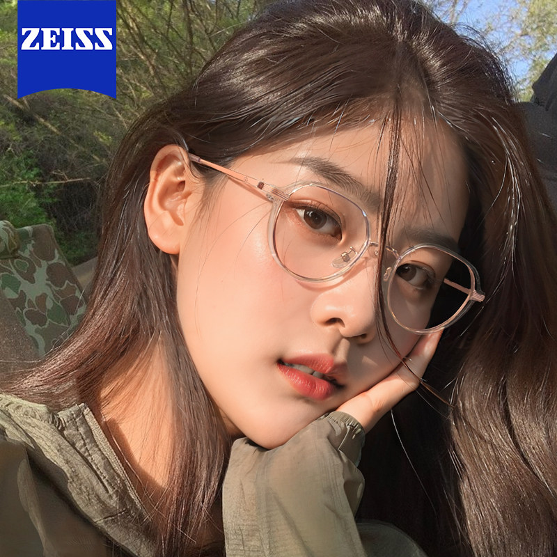 超轻透明框素颜眼镜近视女可配度数纯钛圆脸框防蓝光眼睛框镜架男