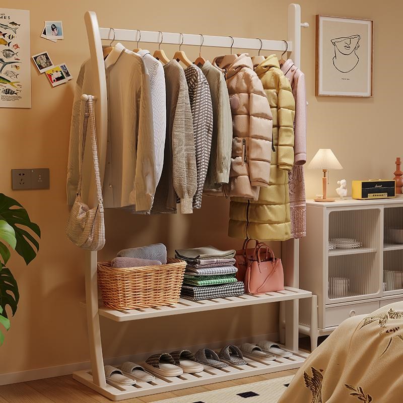 实木衣帽架落地卧室家用挂衣架简约现代收纳架P客厅简易民宿晾衣