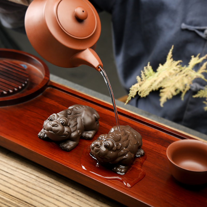 貔貅茶宠可养h陶瓷摆件精品可爱招财紫砂茶艺小摆件茶盘茶道具茶