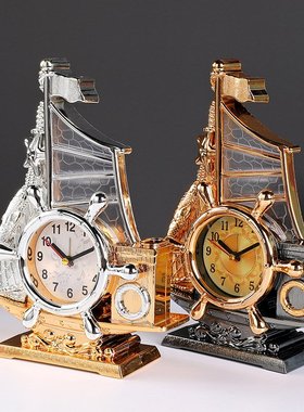 学生礼品复古一帆风顺帆船闹钟办公室卧室摆件生日节日礼品礼物