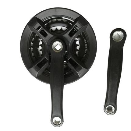 山地车牙盘齿盘包塑铁拐三片盘21速24速42T牙盘护罩 自行车配件