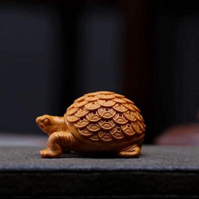 崖柏木雕刻金钱龟摆件大小号长寿乌龟文玩手把件家居摆饰风水摆件