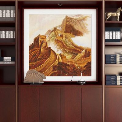 老板办公桌背景画金色万里长城画靠山图领导办公室挂画装饰画定制