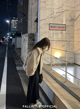 Fallinyue 瘦瘦裙 莱赛尔圆领针织连衣裙女修身纽扣弹力a字长裙子