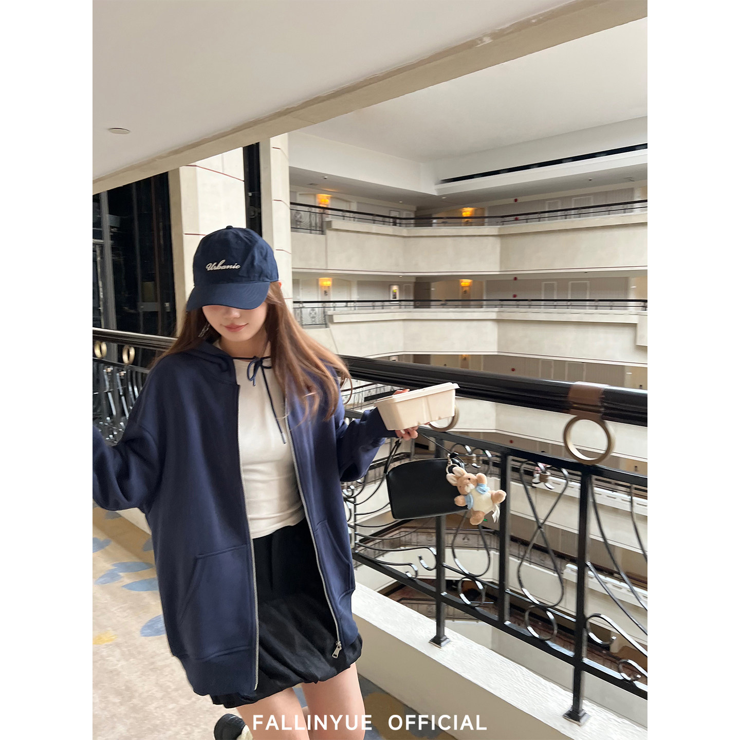 Fallinyue 美高女孩 宽松连帽拉链卫衣束绳长腿卫裤运动休闲套装,女装/女士精品,时尚套装,淘宝优惠券,粉丝福利购,淘宝优惠卷