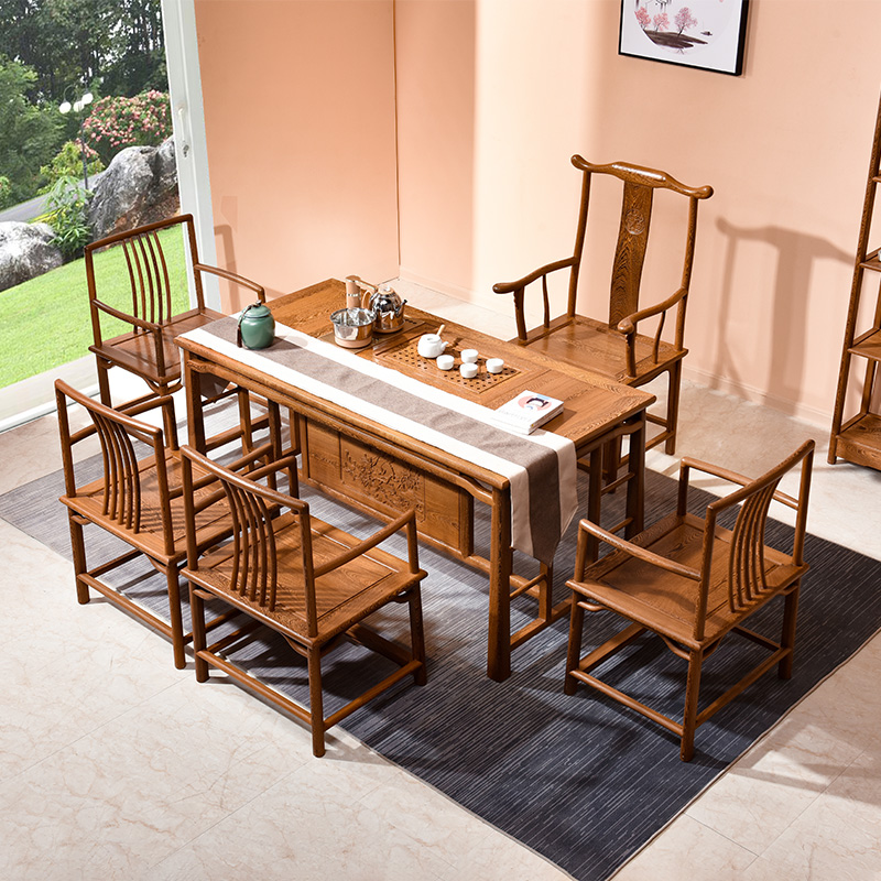 红木家俱鸡翅木茶桌m实木功夫茶台茶几家用喝茶桌新中式接待泡茶