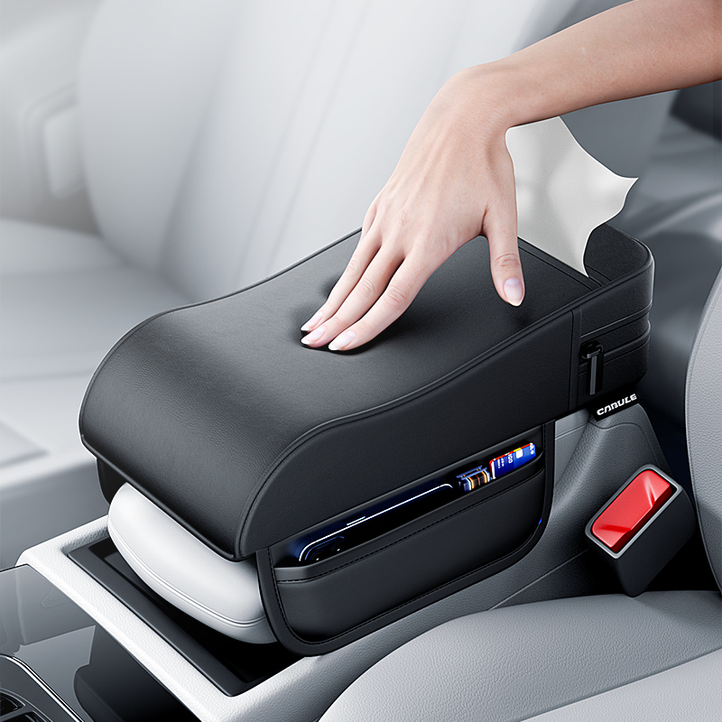 适用凯迪拉克xt5xt4ct5车y载扶手箱增高垫纸巾盒真皮加厚内饰用品